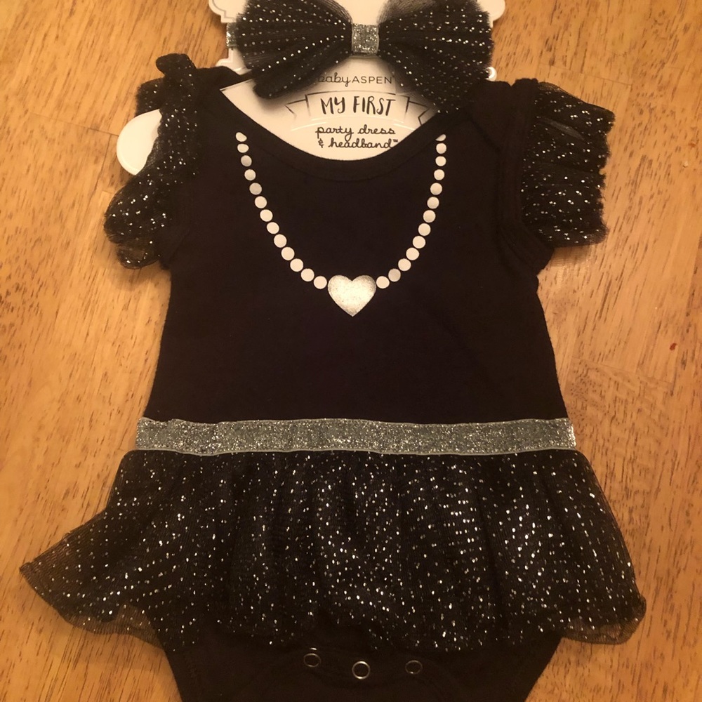 Baby Aspen Black Party Dress & Headband